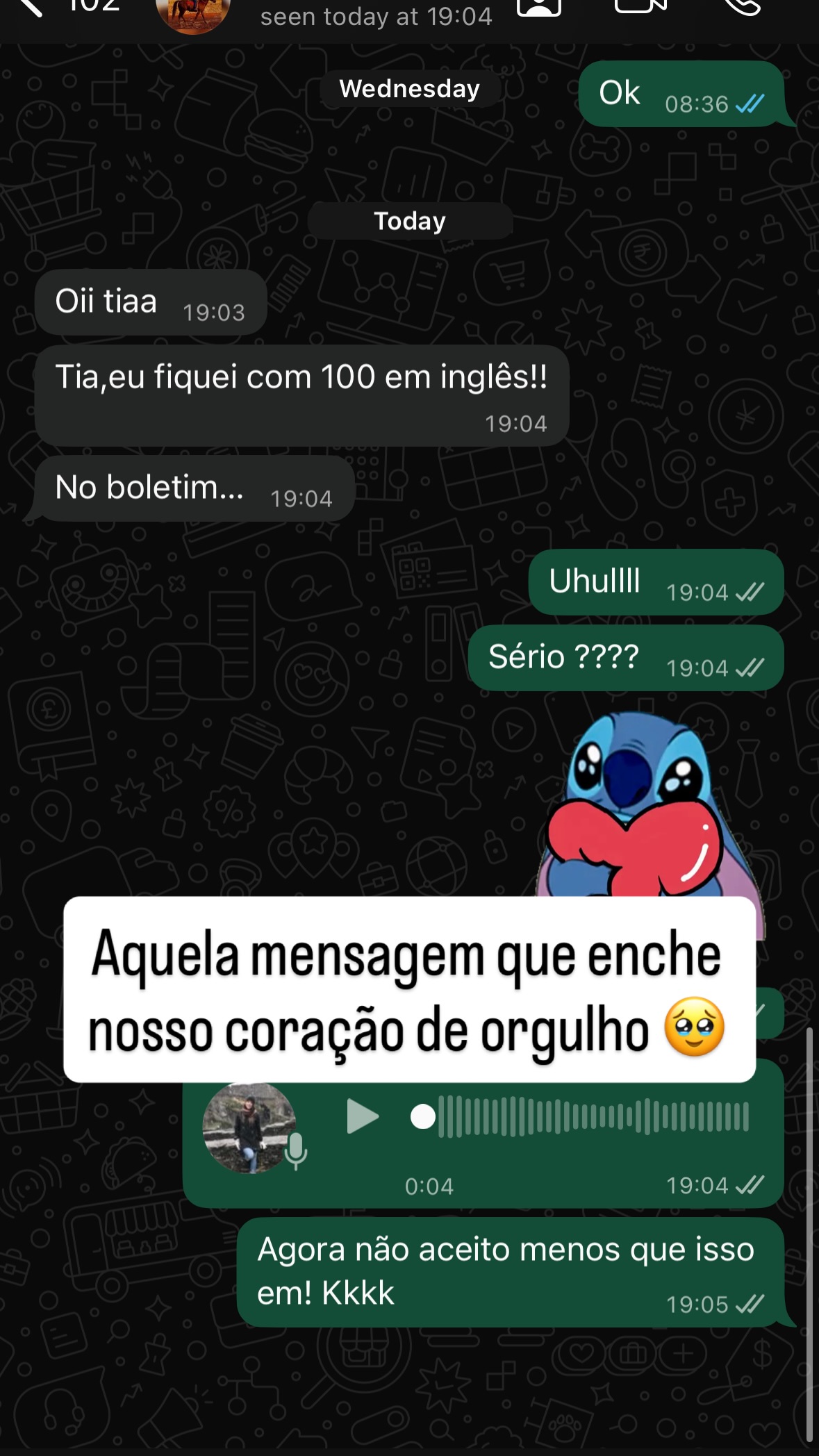 Depoimento de aluno
