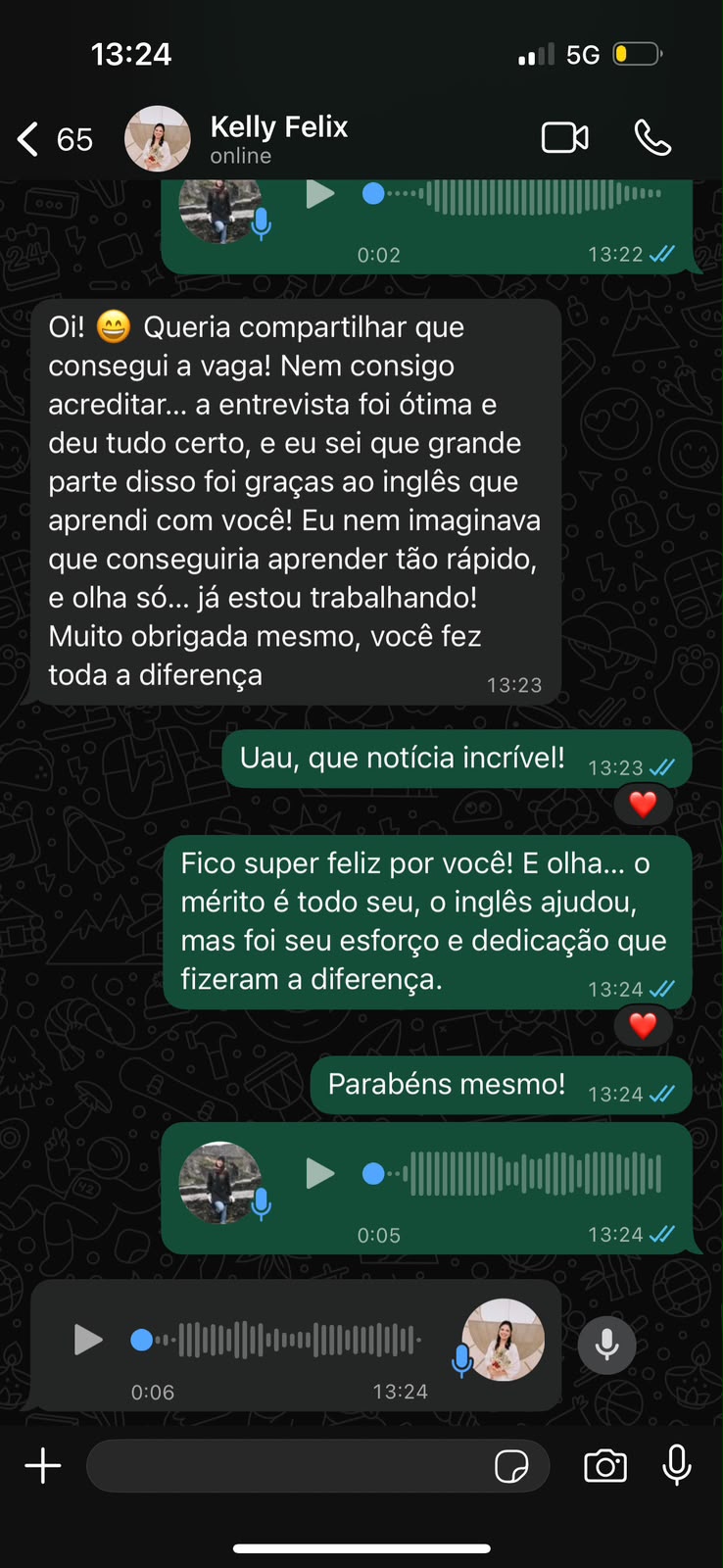 Depoimento de aluno